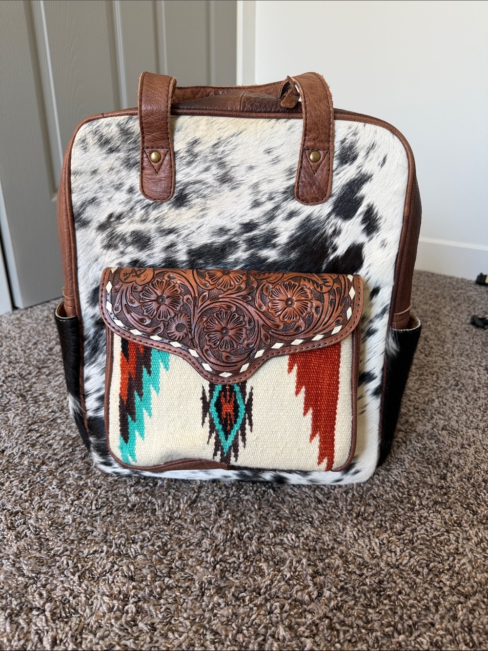 American Darling Cowhide & Tooled Leather Backpack